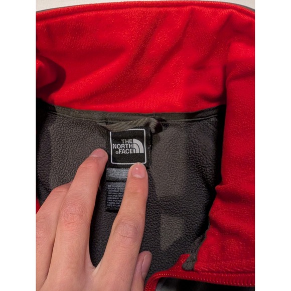 North Face Men Small Apex Bionic Softshell Jacket Gray Red Full Zip Fleece line - Picture 4 of 8